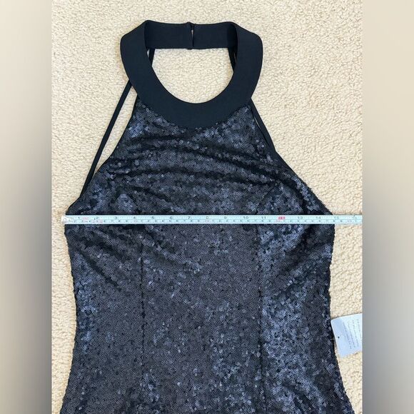 NWT Dress The Population 'ANNIE' Halter Sequin Black  Mini Open Back Dress Sz M - Picture 12 of 15